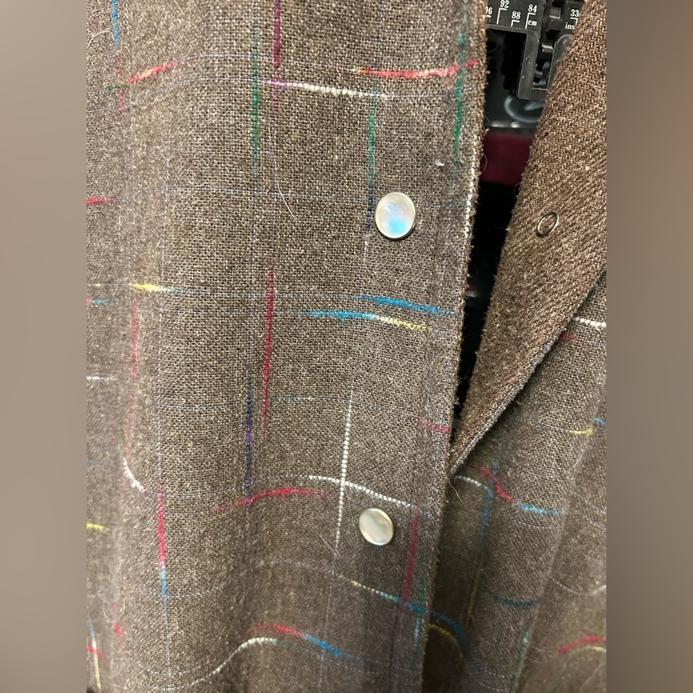 Vintage Brown Hooded Poncho with Multicolor Accents one size fits all - Picture 8 of 8